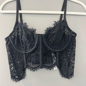 Anthropologie Giselle Black Lace Corset